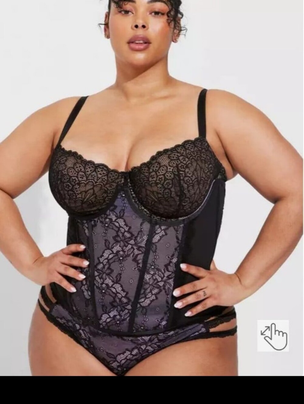 Torrid Lace Mesh Underbust Lilac Black Corset Sz 3